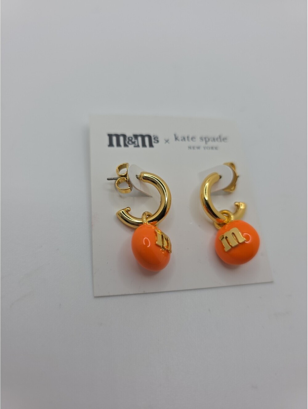 Kate Spade New York Gold-Tone MM Charm Huggie Hoop Orange Gold
